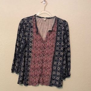 Lucky Brand Blouse Floral Paisly Pattern Medium